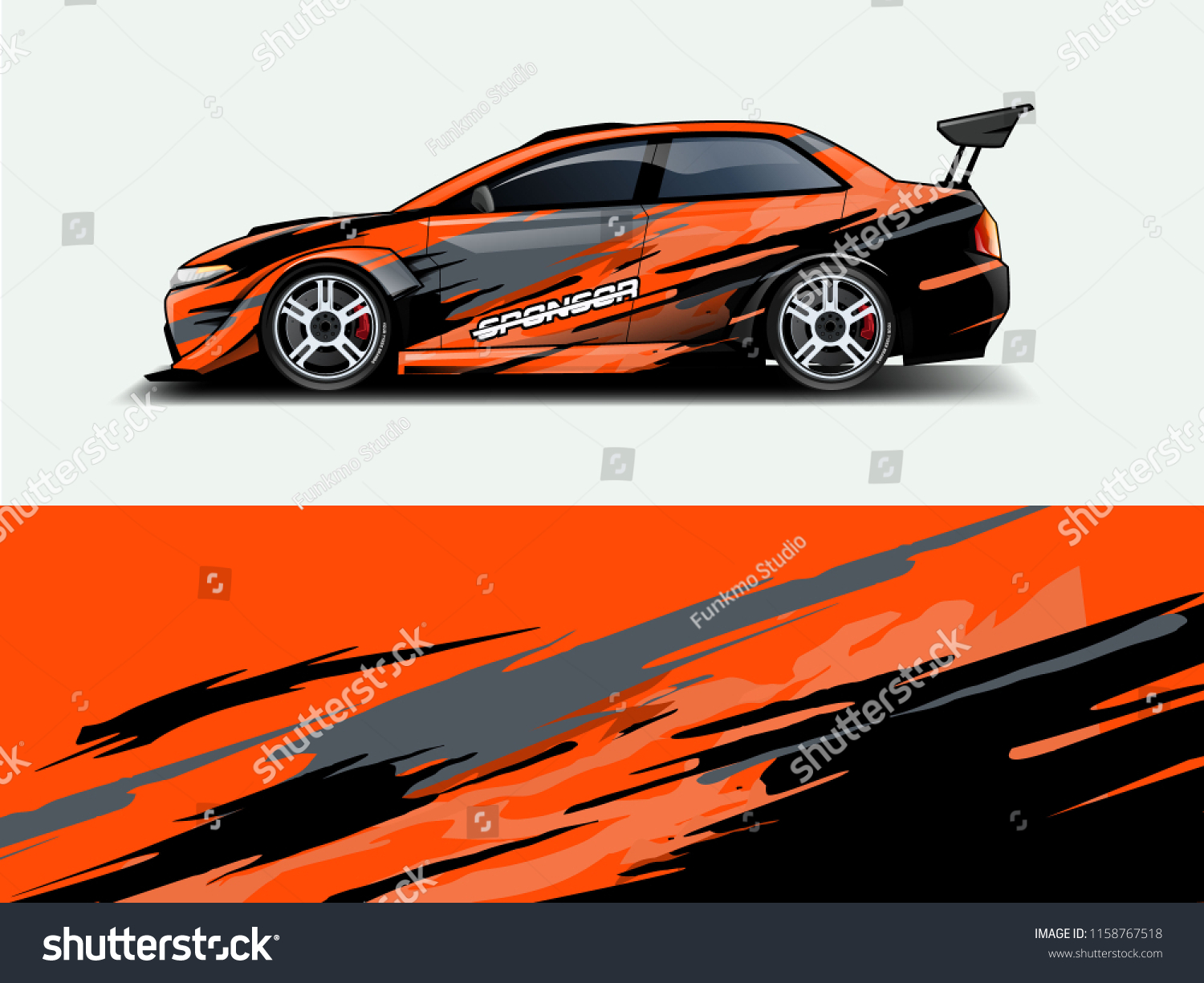 Car wrap graphic racing abstract strip and background for car wrap and vinyl sticker
