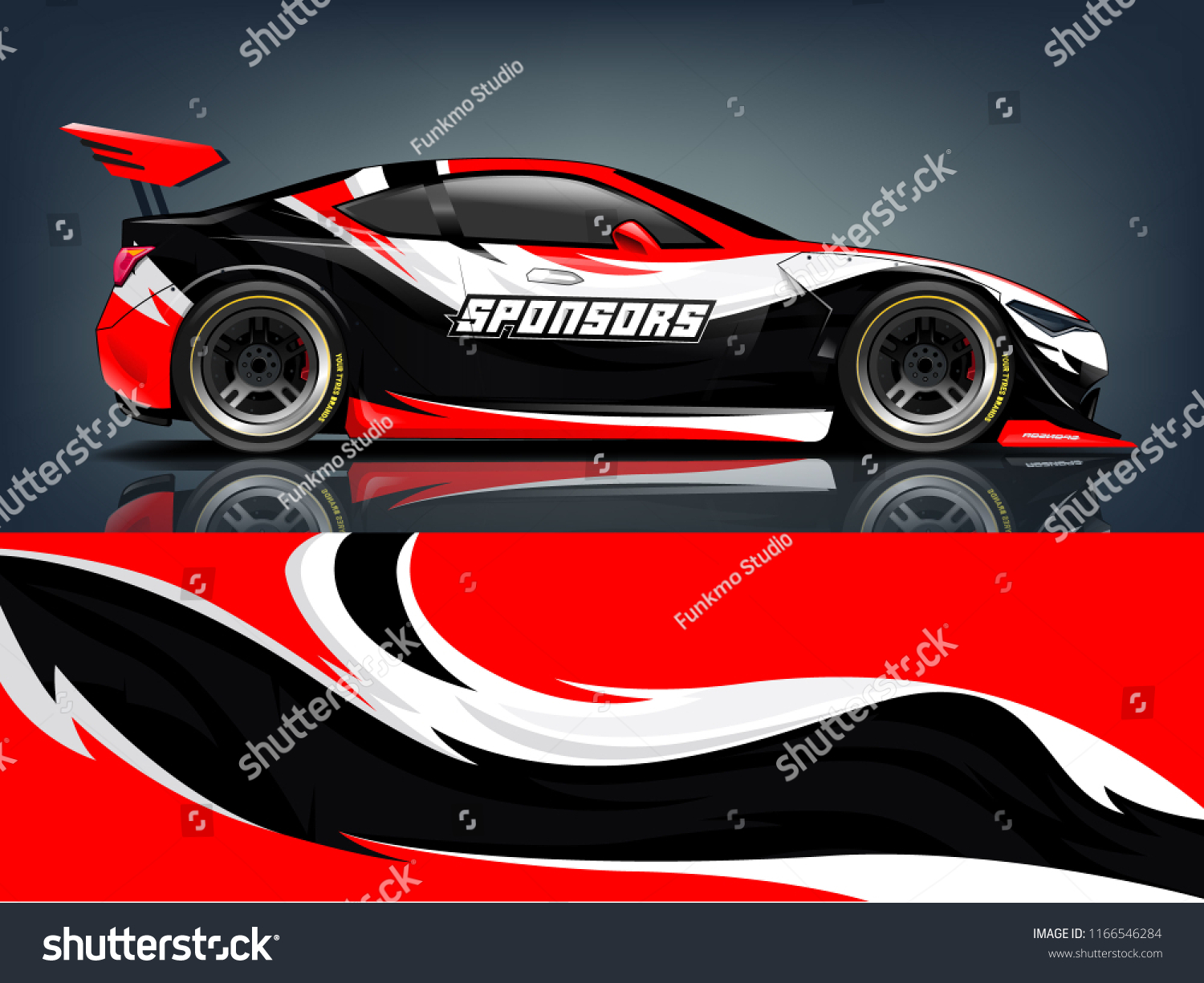 Car graphic vector. abstract racing shape with modern strip design for Racing car vinyl wrap