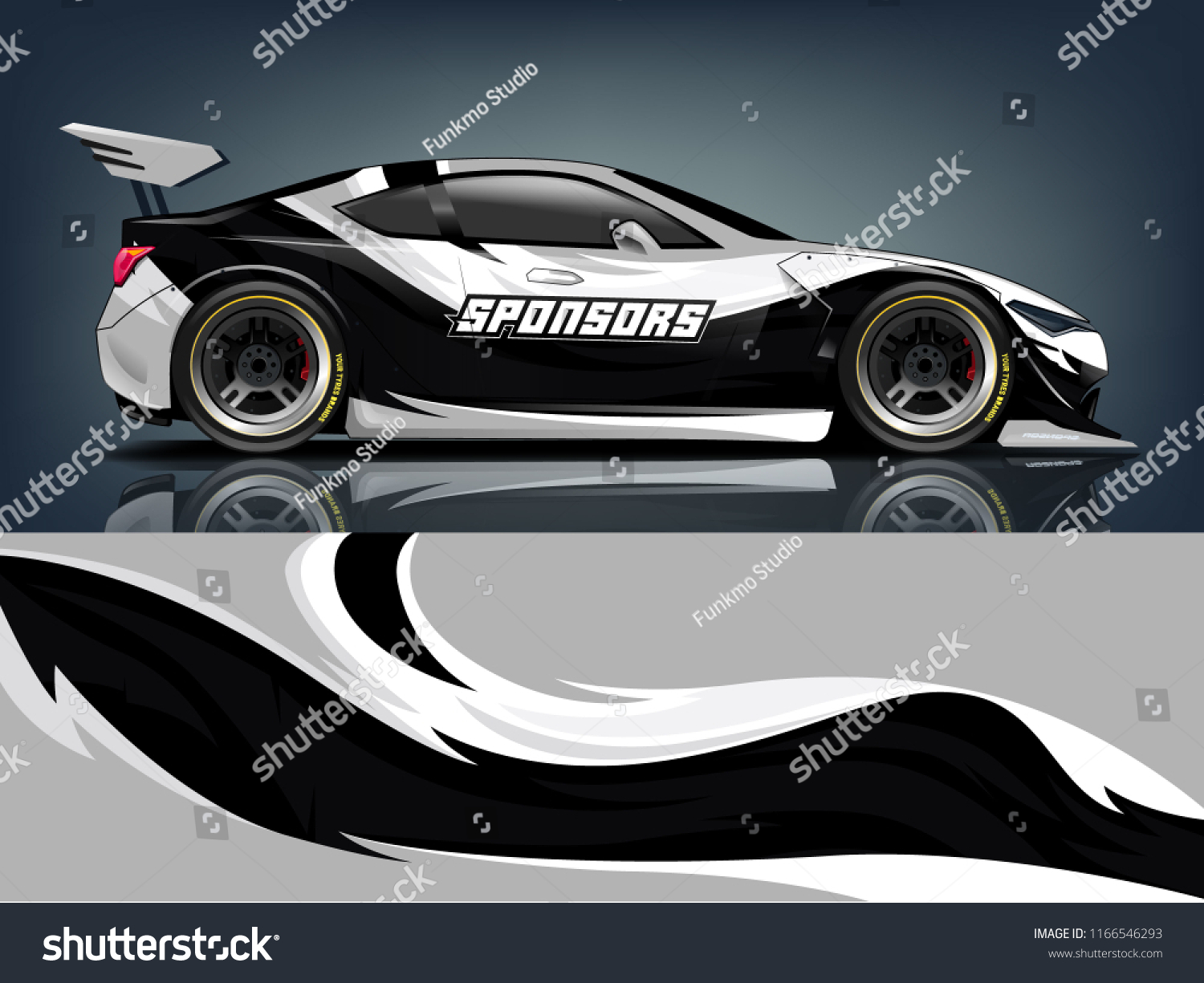 Car graphic vector. abstract racing shape with modern strip design for Racing car vinyl wrap