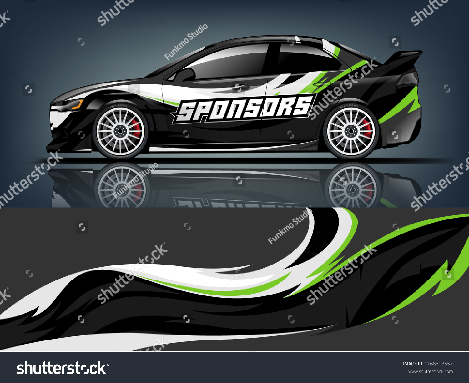 Car decal wrap design vector. Graphic abstract stripe racing background kit designs for vehicle, race car, rally, adventure and livery