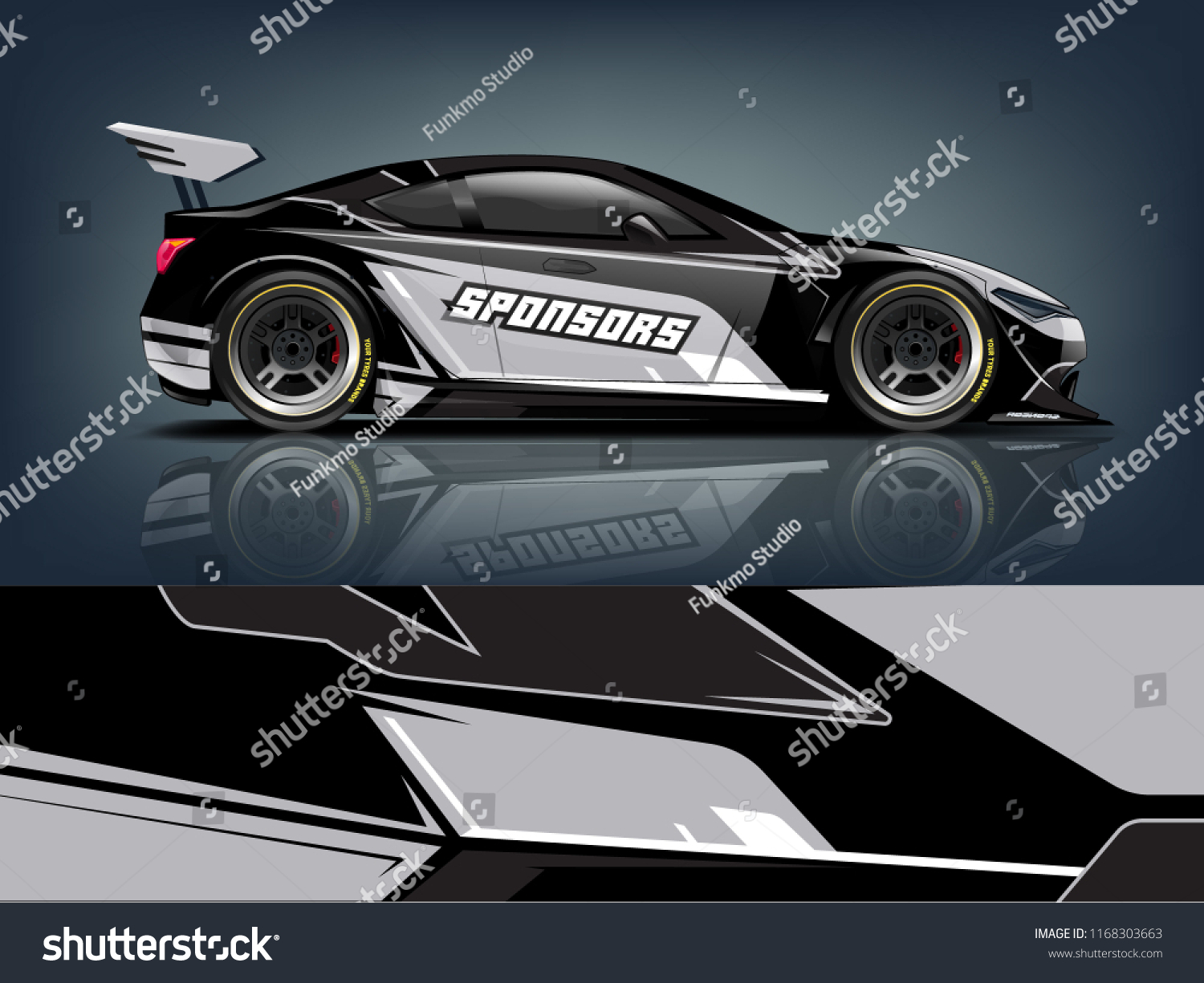 Car decal wrap design vector. Graphic abstract stripe racing background kit designs for vehicle, race car, rally, adventure and livery
