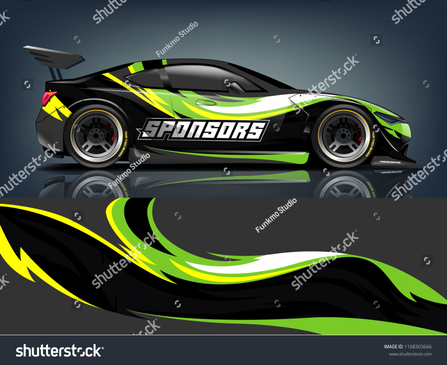 Car decal wrap design vector. Graphic abstract stripe racing background kit designs for vehicle, race car, rally, adventure and livery