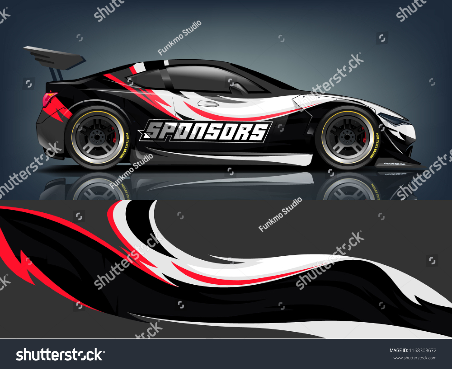 Car decal wrap design vector. Graphic abstract stripe racing background kit designs for vehicle, race car, rally, adventure and livery