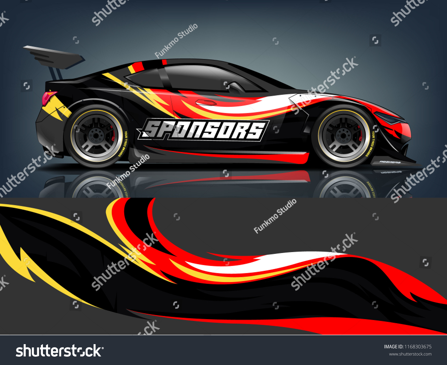 Car decal wrap design vector. Graphic abstract stripe racing background kit designs for vehicle, race car, rally, adventure and livery