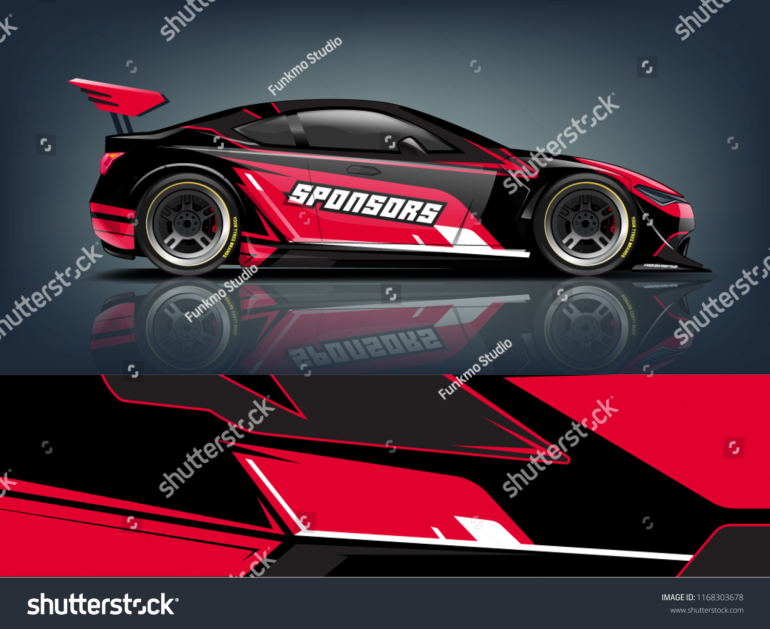 Car decal wrap design vector. Graphic abstract stripe racing background kit designs for vehicle, race car, rally, adventure and livery