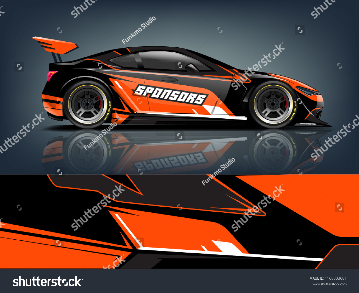 Car decal wrap design vector. Graphic abstract stripe racing background kit designs for vehicle, race car, rally, adventure and livery