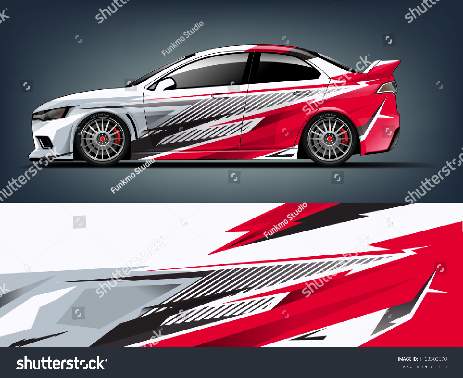 Car decal wrap design vector. Graphic abstract stripe racing background kit designs for vehicle, race car, rally, adventure and livery