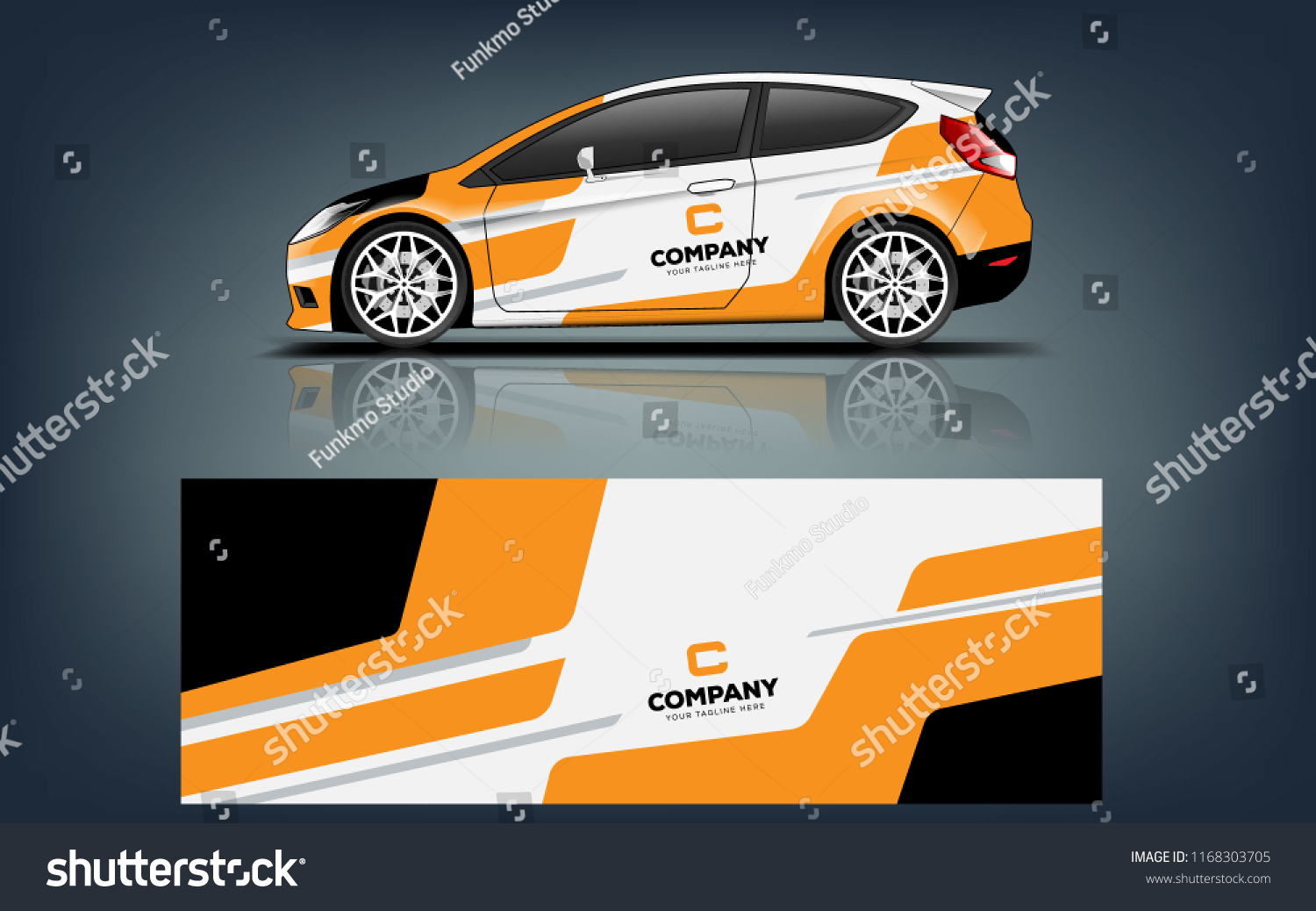 Car decal wrap design vector. Graphic abstract stripe racing background kit designs for vehicle, race car, rally, adventure and livery