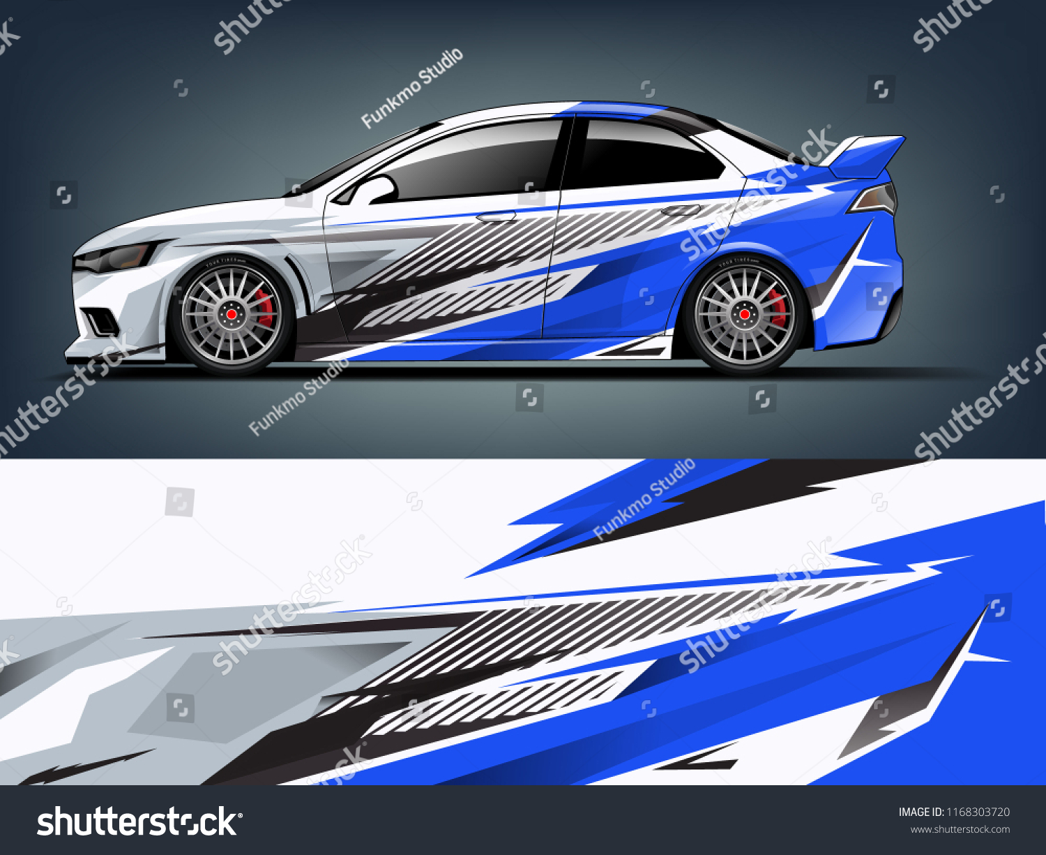 Car decal wrap design vector. Graphic abstract stripe racing background kit designs for vehicle, race car, rally, adventure and livery
