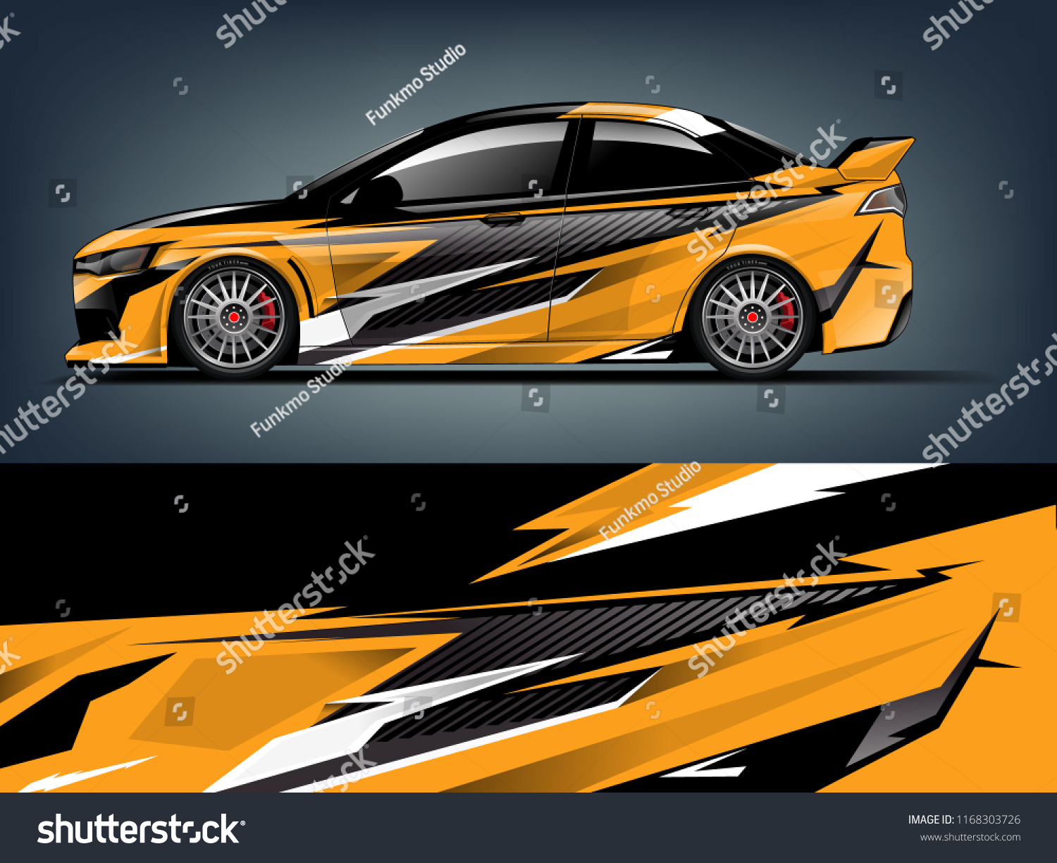 Car decal wrap design vector. Graphic abstract stripe racing background kit designs for vehicle, race car, rally, adventure and livery
