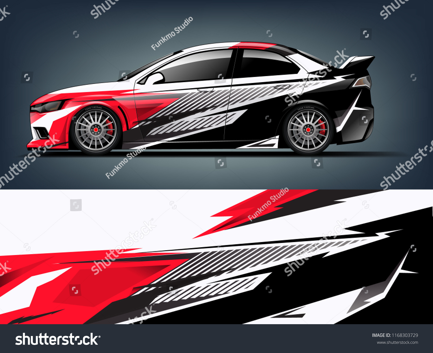 Car decal wrap design vector. Graphic abstract stripe racing background kit designs for vehicle, race car, rally, adventure and livery