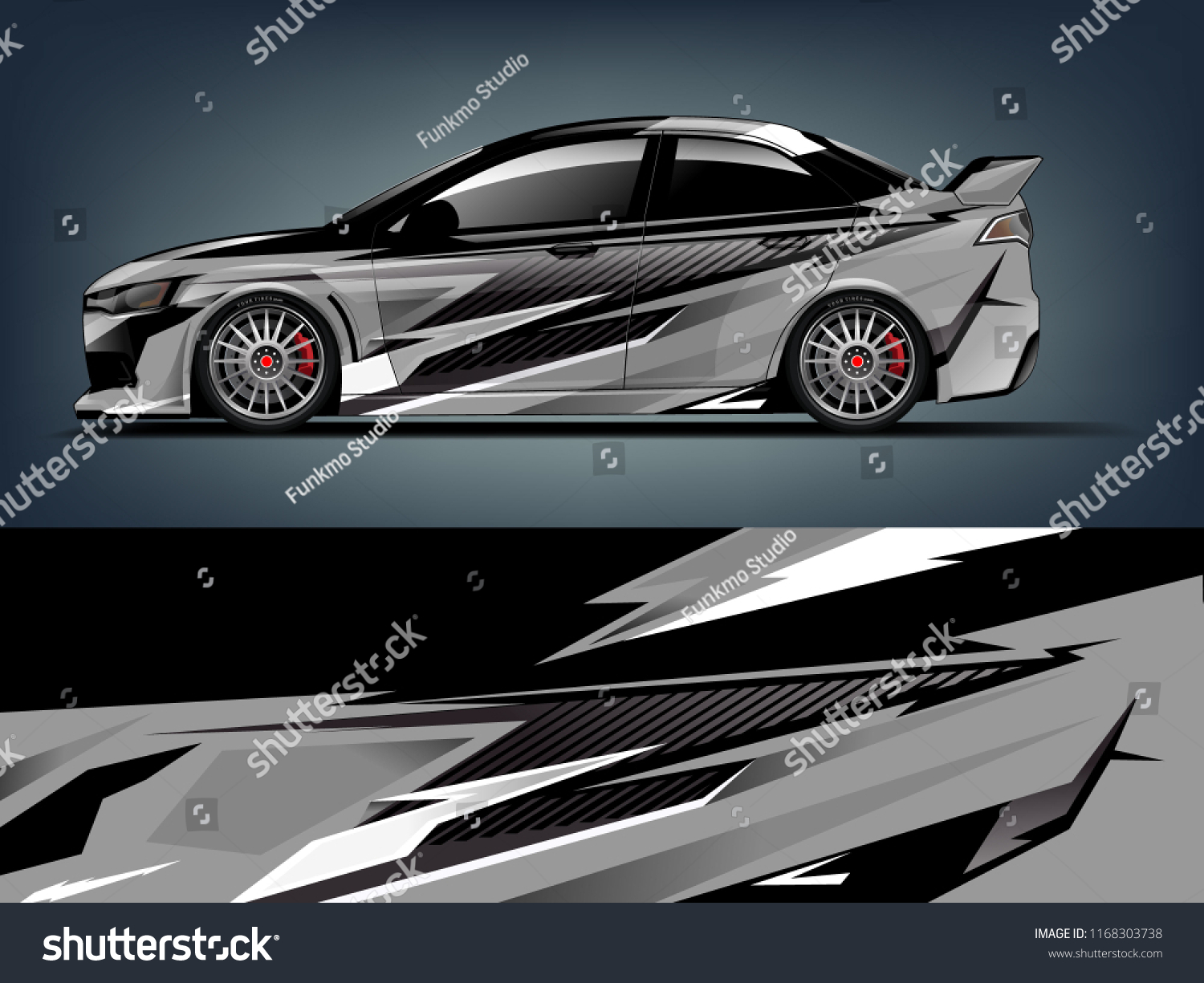 Car decal wrap design vector. Graphic abstract stripe racing background kit designs for vehicle, race car, rally, adventure and livery