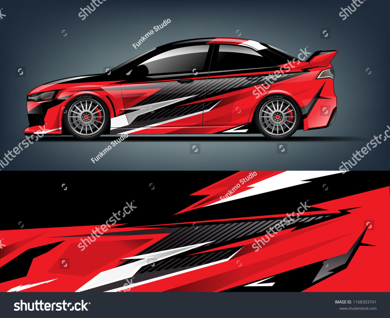 Car decal wrap design vector. Graphic abstract stripe racing background kit designs for vehicle, race car, rally, adventure and livery