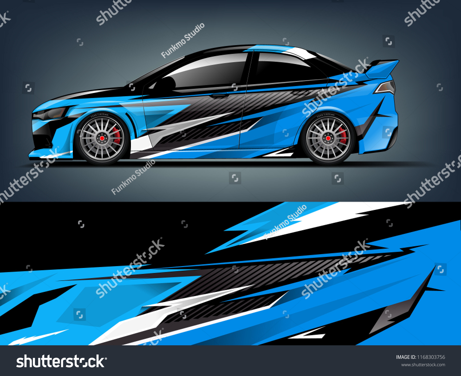 Car decal wrap design vector. Graphic abstract stripe racing background kit designs for vehicle, race car, rally, adventure and livery