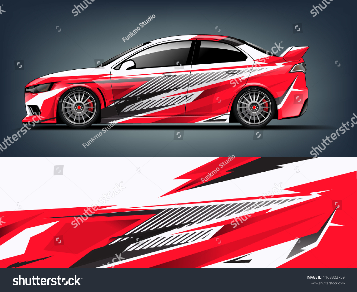 Car decal wrap design vector. Graphic abstract stripe racing background kit designs for vehicle, race car, rally, adventure and livery