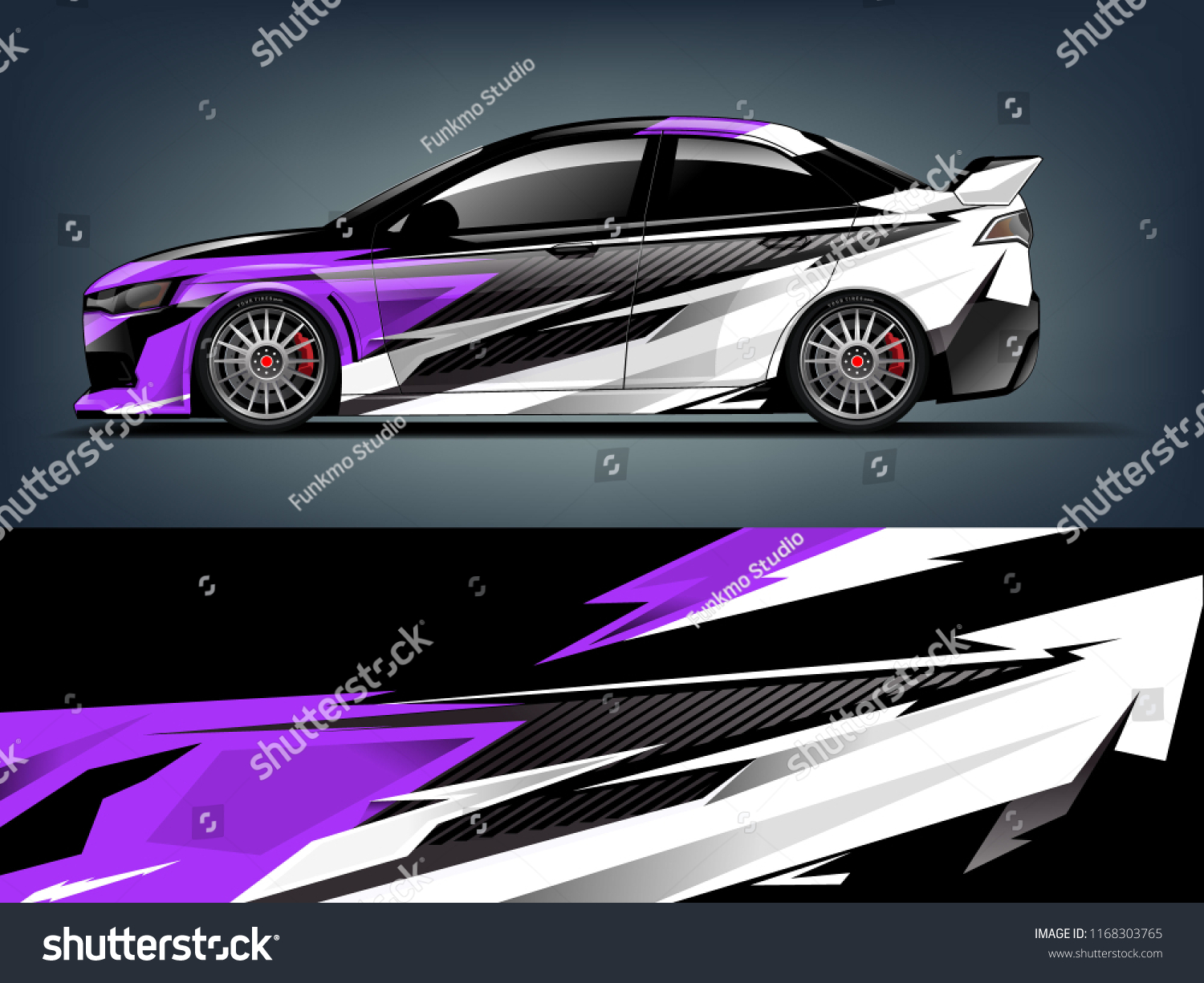 Car decal wrap design vector. Graphic abstract stripe racing background kit designs for vehicle, race car, rally, adventure and livery