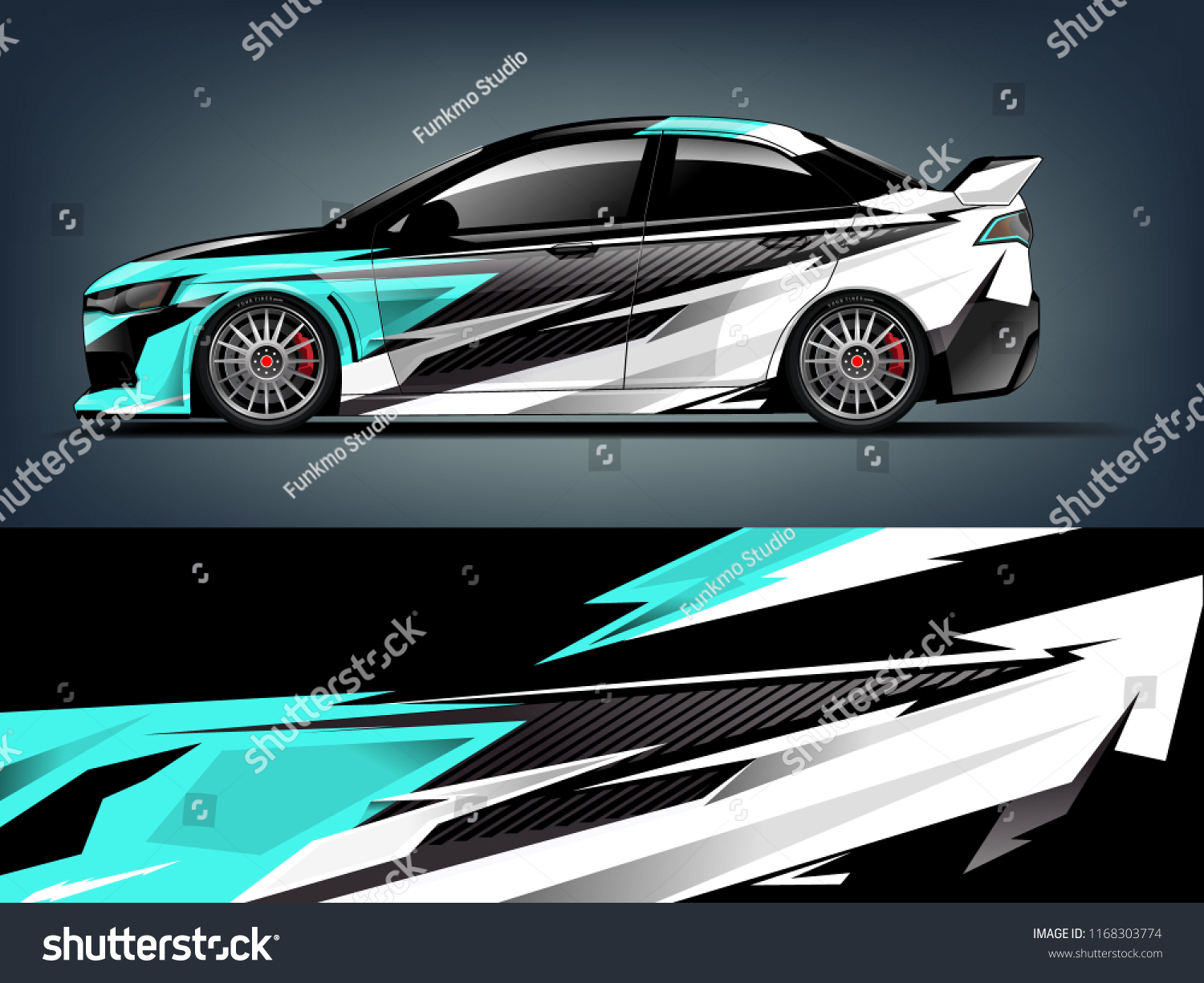 Car decal wrap design vector. Graphic abstract stripe racing background kit designs for vehicle, race car, rally, adventure and livery