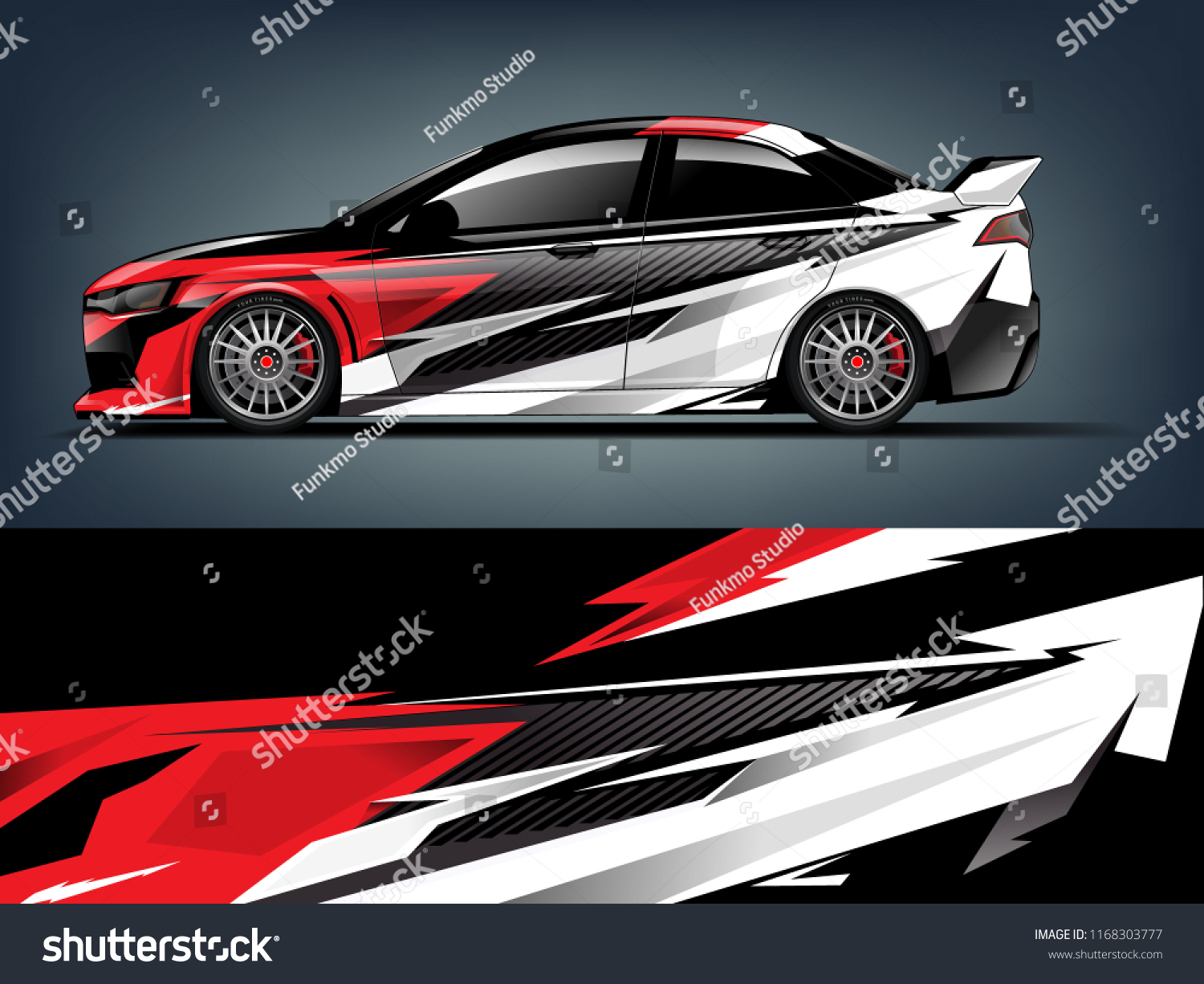 Car decal wrap design vector. Graphic abstract stripe racing background kit designs for vehicle, race car, rally, adventure and livery