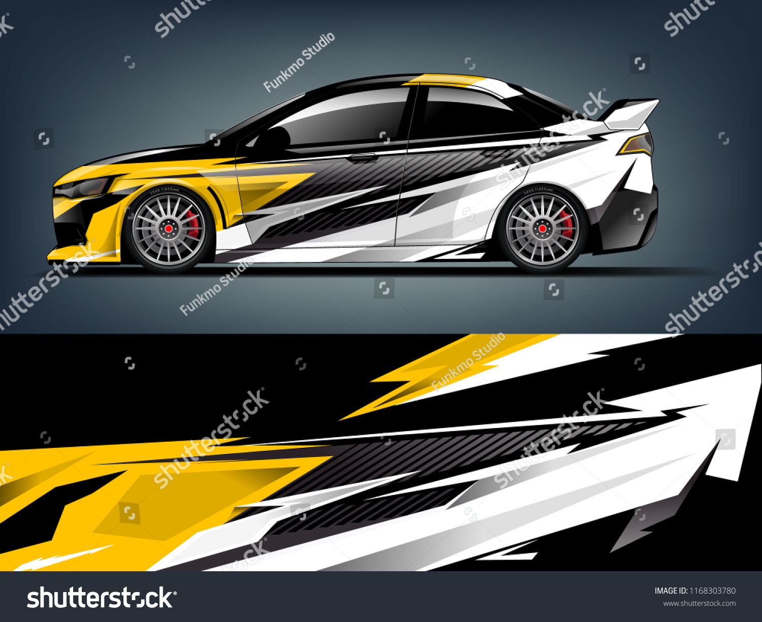 Car decal wrap design vector. Graphic abstract stripe racing background kit designs for vehicle, race car, rally, adventure and livery