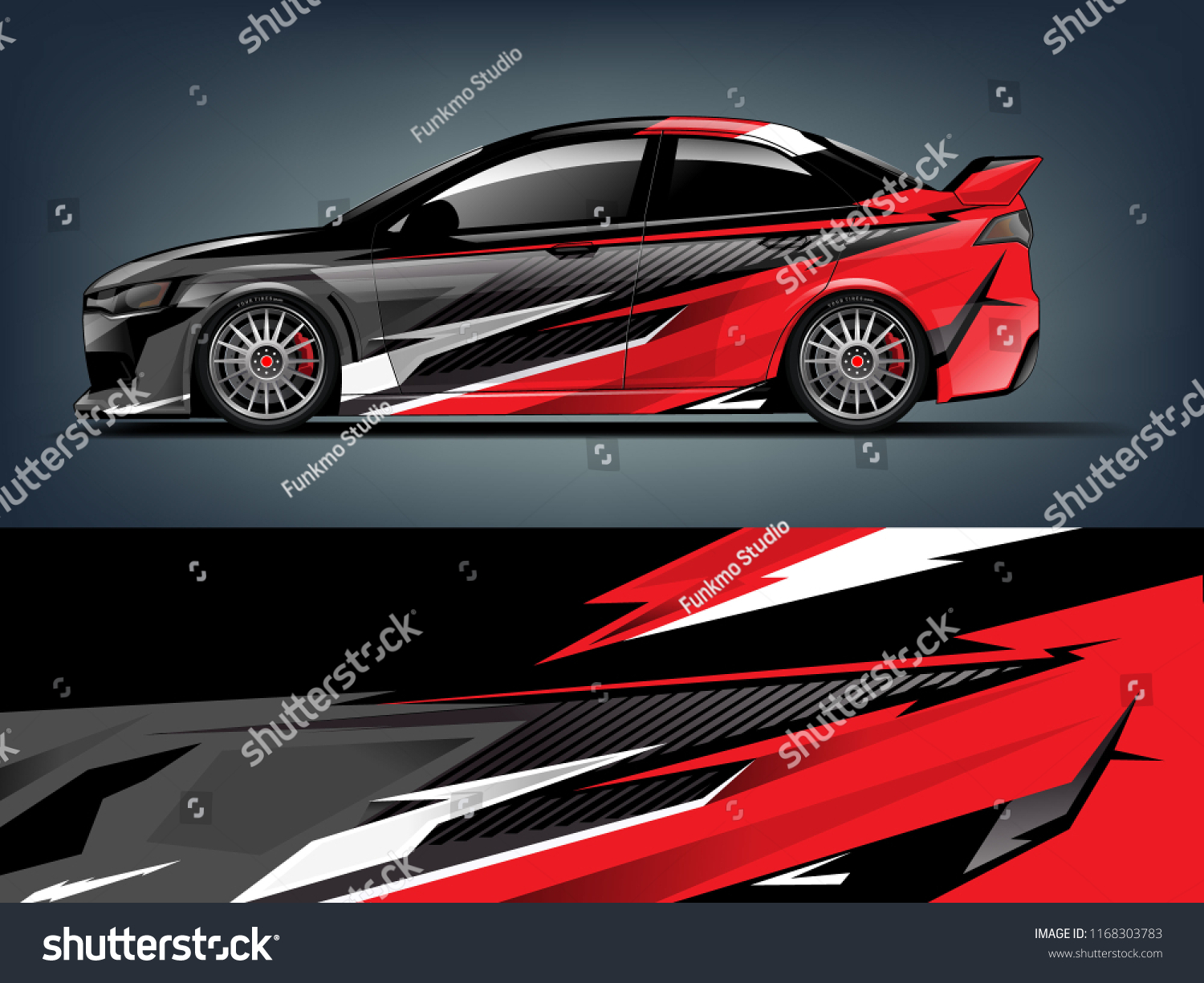 Car decal wrap design vector. Graphic abstract stripe racing background kit designs for vehicle, race car, rally, adventure and livery
