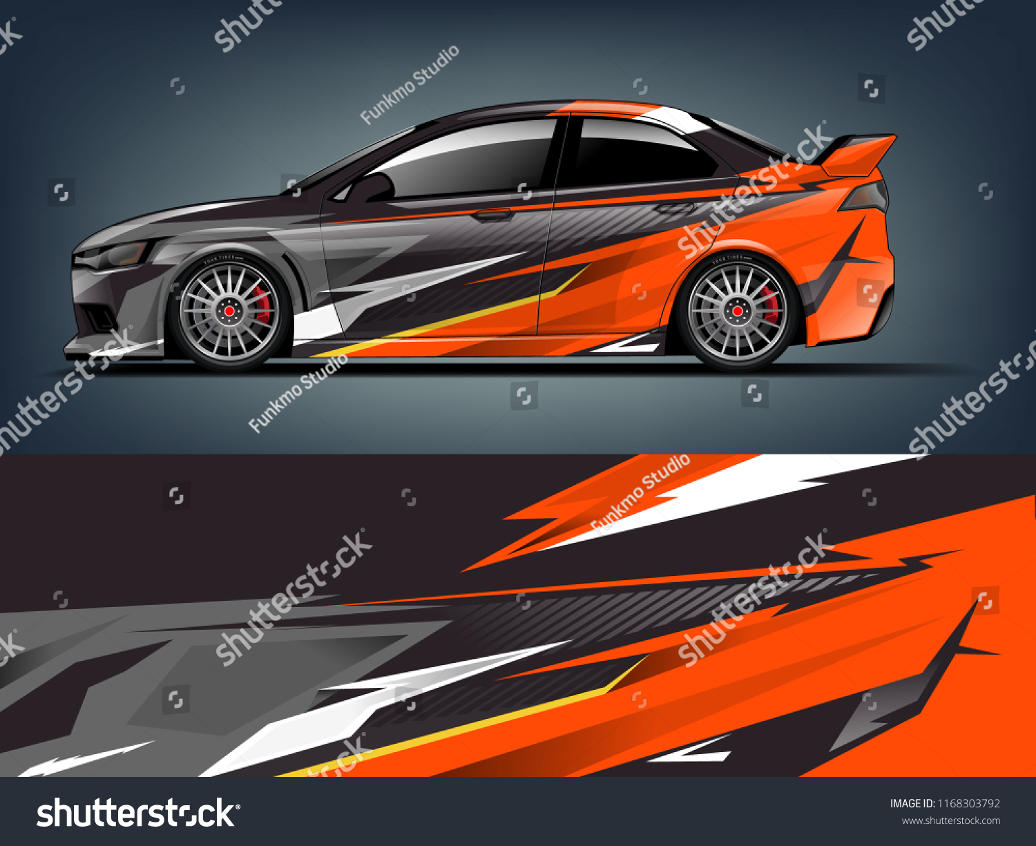 Car decal wrap design vector. Graphic abstract stripe racing background kit designs for vehicle, race car, rally, adventure and livery