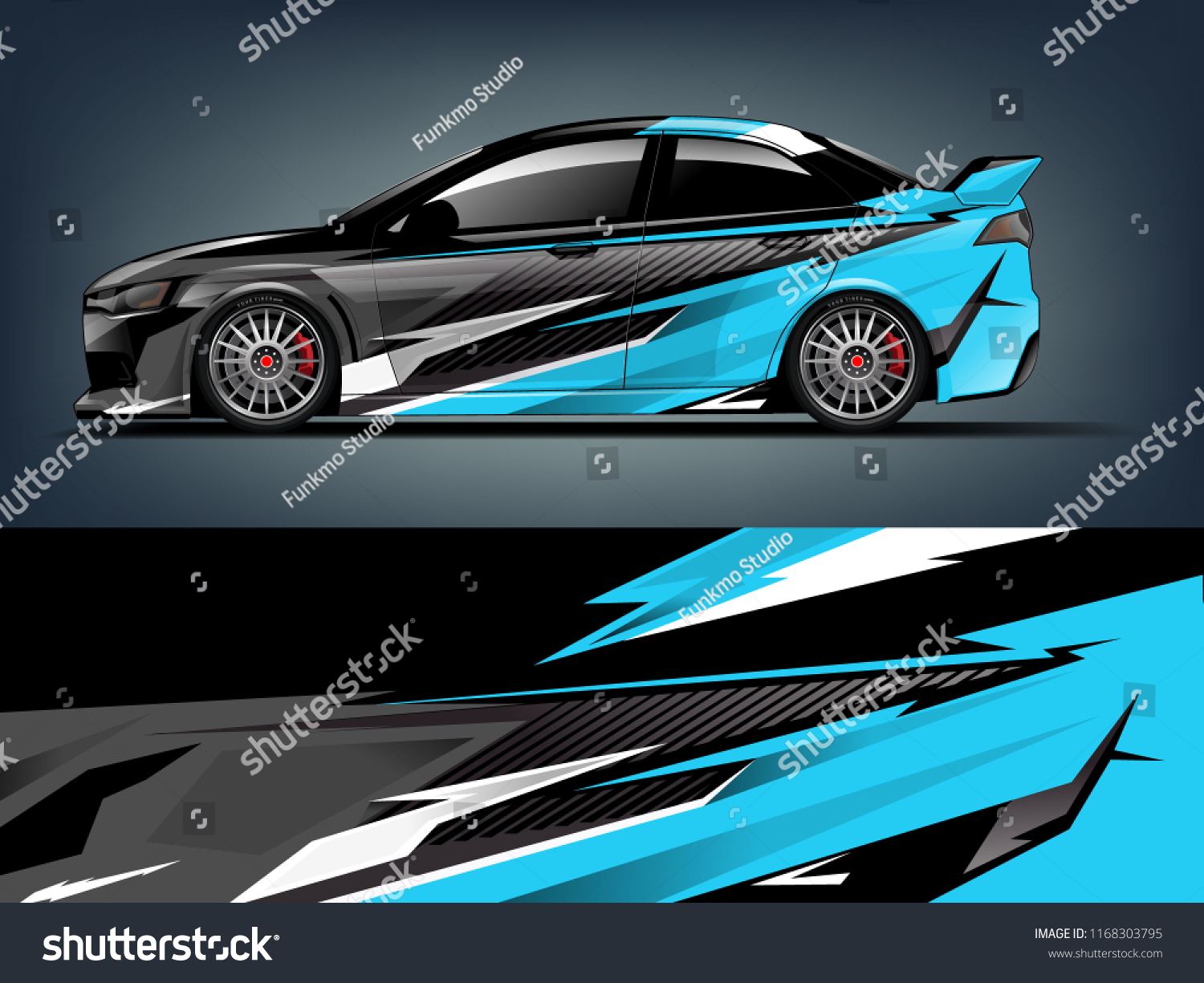 Car decal wrap design vector. Graphic abstract stripe racing background kit designs for vehicle, race car, rally, adventure and livery