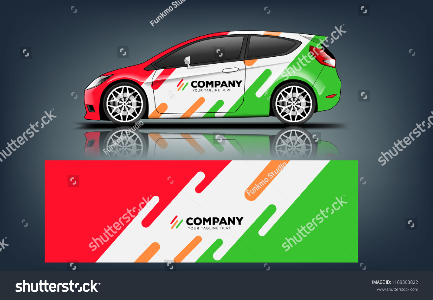 Car decal wrap design vector. Graphic abstract stripe racing background kit designs for vehicle, race car, rally, adventure and livery