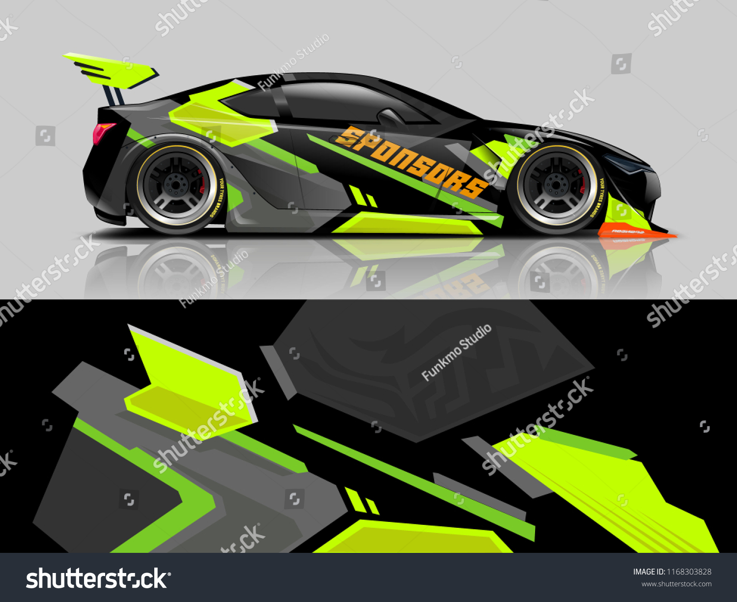 Car decal wrap design vector. Graphic abstract stripe racing background kit designs for vehicle, race car, rally, adventure and livery