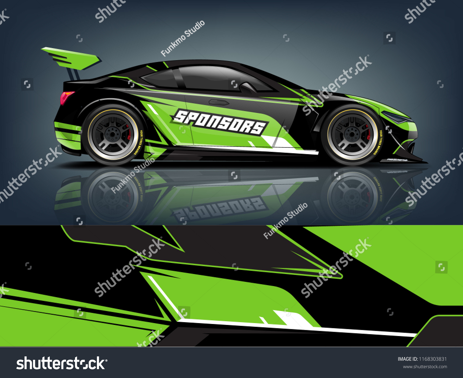Car decal wrap design vector. Graphic abstract stripe racing background kit designs for vehicle, race car, rally, adventure and livery