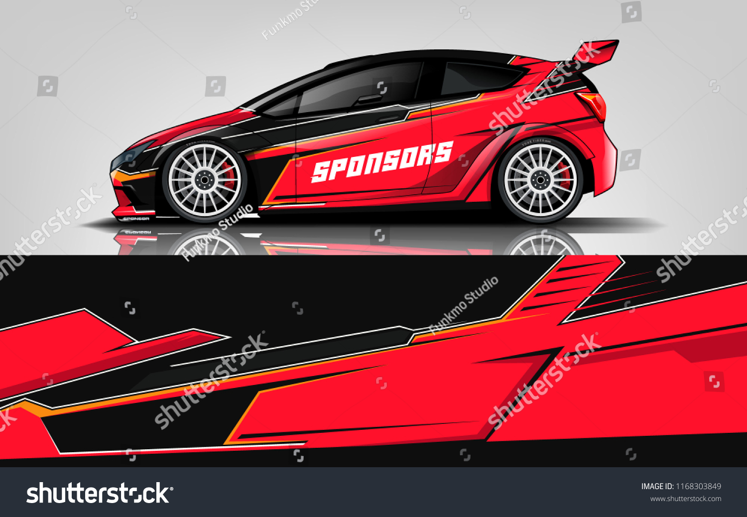 Car decal wrap design vector. Graphic abstract stripe racing background kit designs for vehicle, race car, rally, adventure and livery