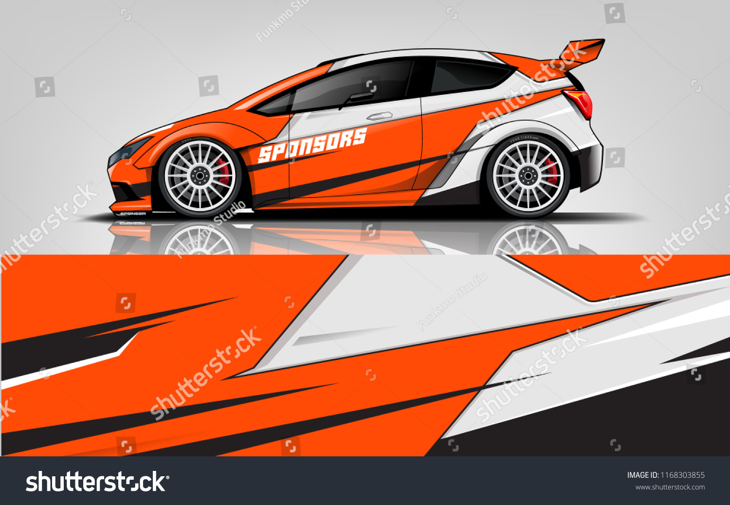 Car decal wrap design vector. Graphic abstract stripe racing background kit designs for vehicle, race car, rally, adventure and livery