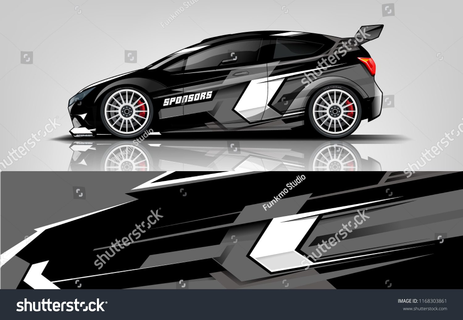 Car decal wrap design vector. Graphic abstract stripe racing background kit designs for vehicle, race car, rally, adventure and livery