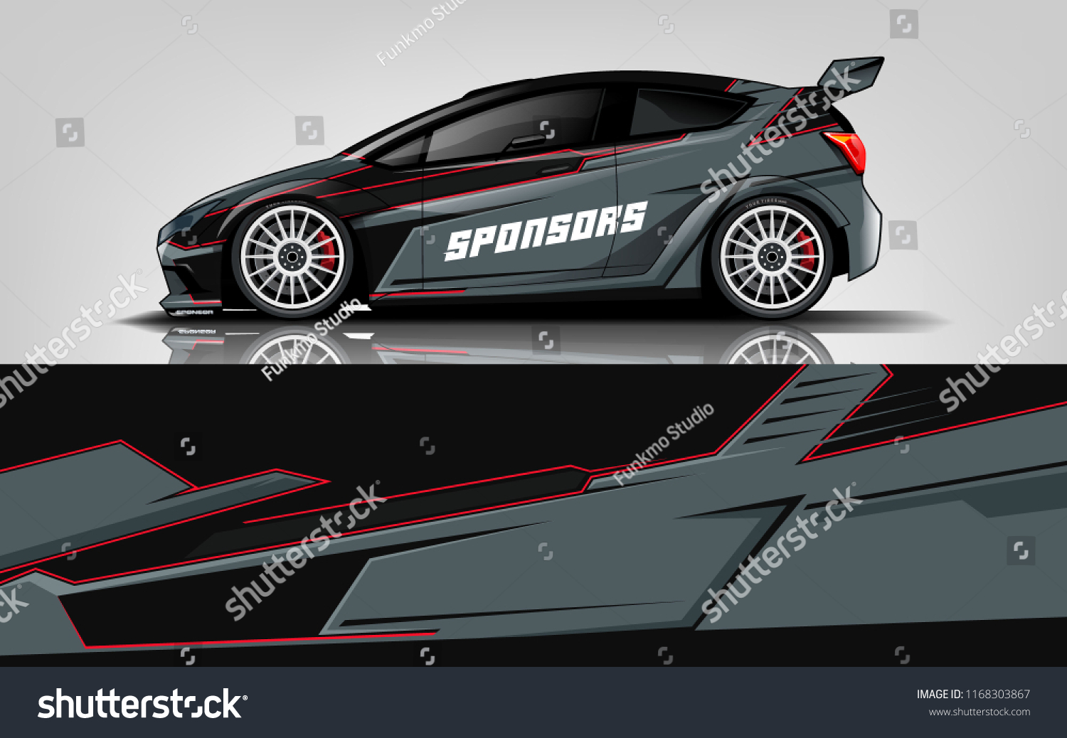 Car decal wrap design vector. Graphic abstract stripe racing background kit designs for vehicle, race car, rally, adventure and livery