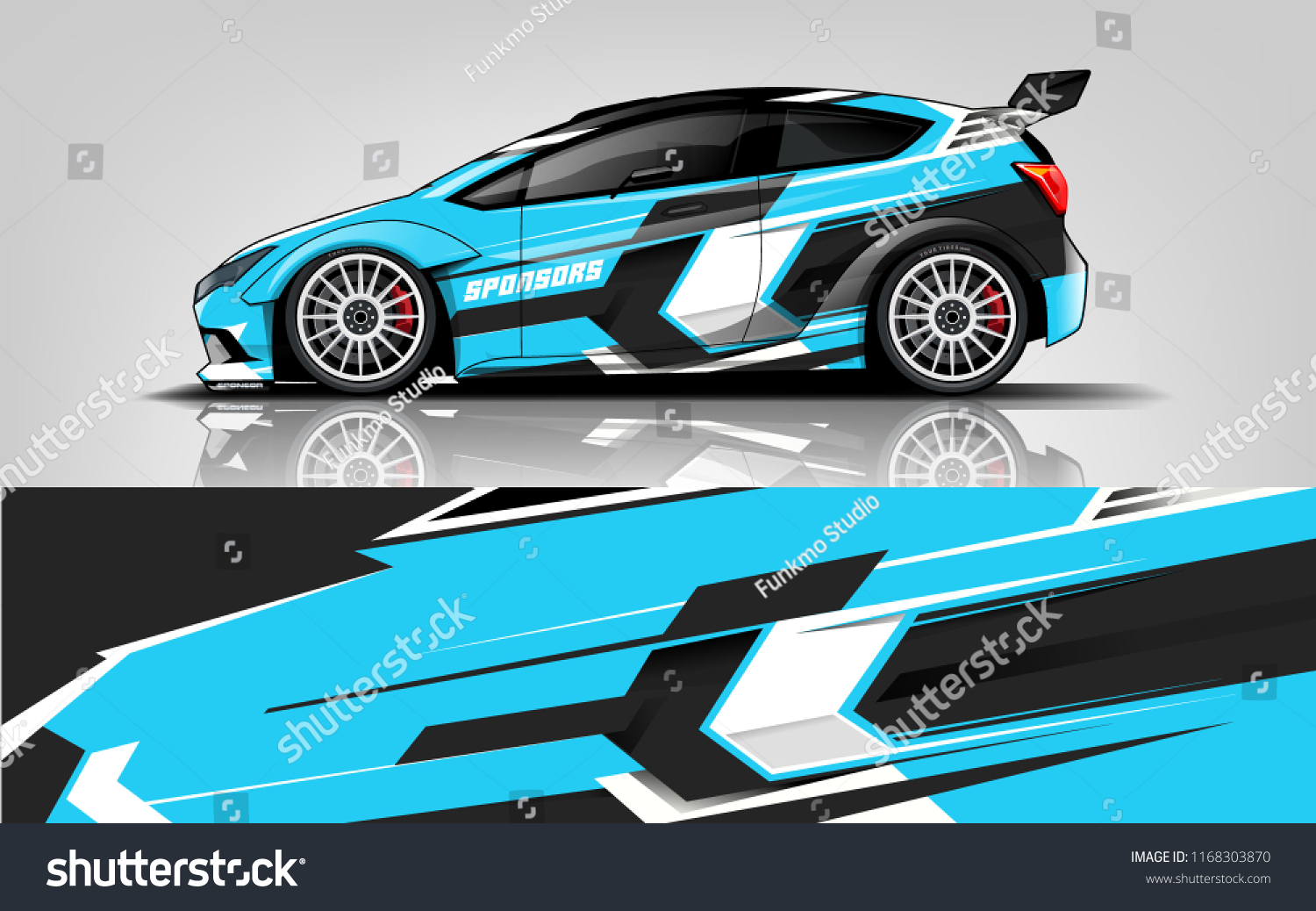 Car decal wrap design vector. Graphic abstract stripe racing background kit designs for vehicle, race car, rally, adventure and livery