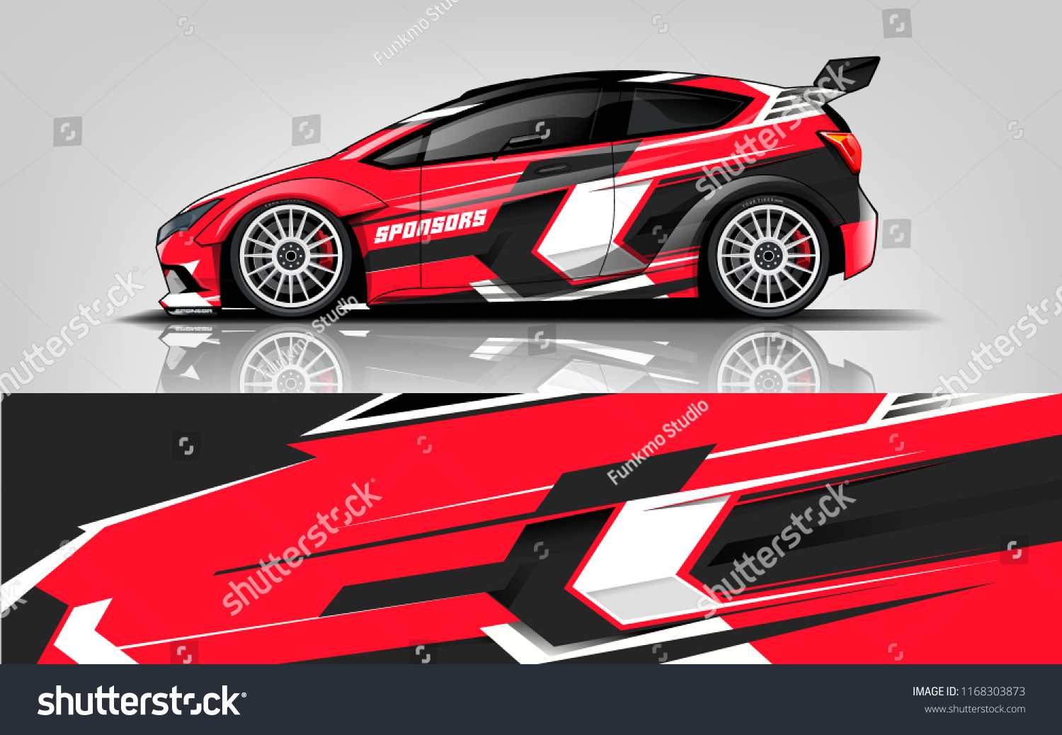 Car decal wrap design vector. Graphic abstract stripe racing background kit designs for vehicle, race car, rally, adventure and livery