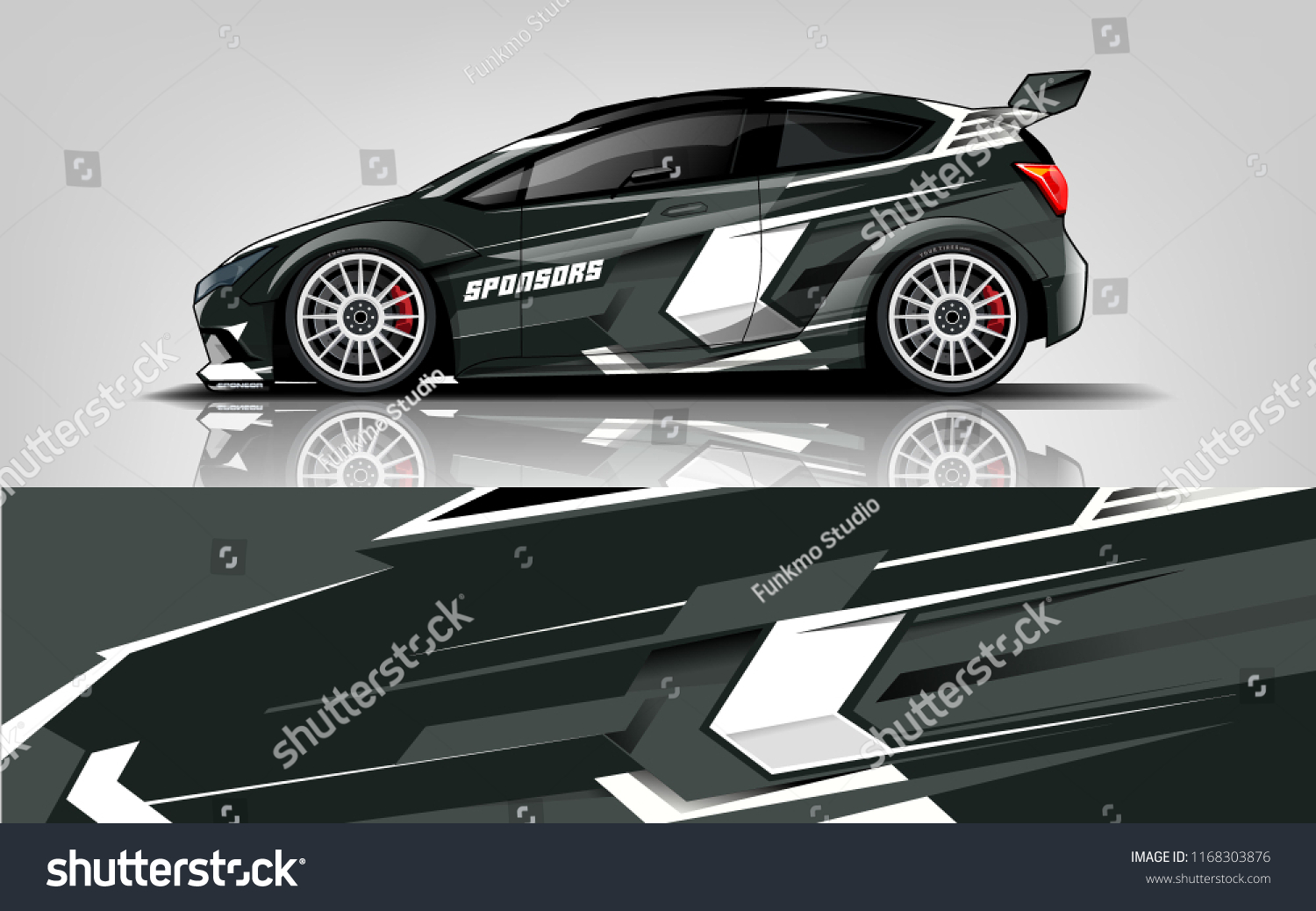 Car decal wrap design vector. Graphic abstract stripe racing background kit designs for vehicle, race car, rally, adventure and livery