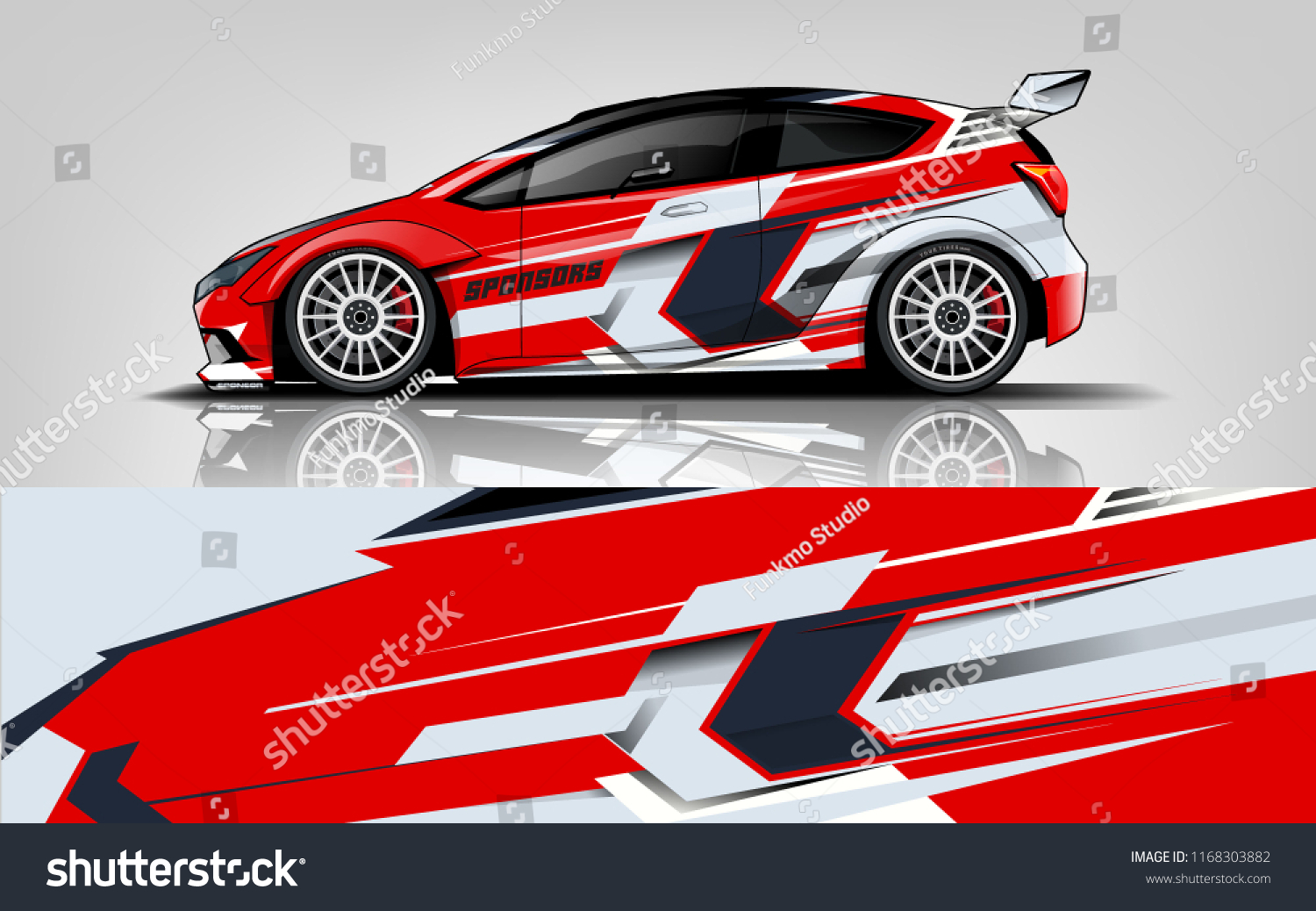 Car decal wrap design vector. Graphic abstract stripe racing background kit designs for vehicle, race car, rally, adventure and livery