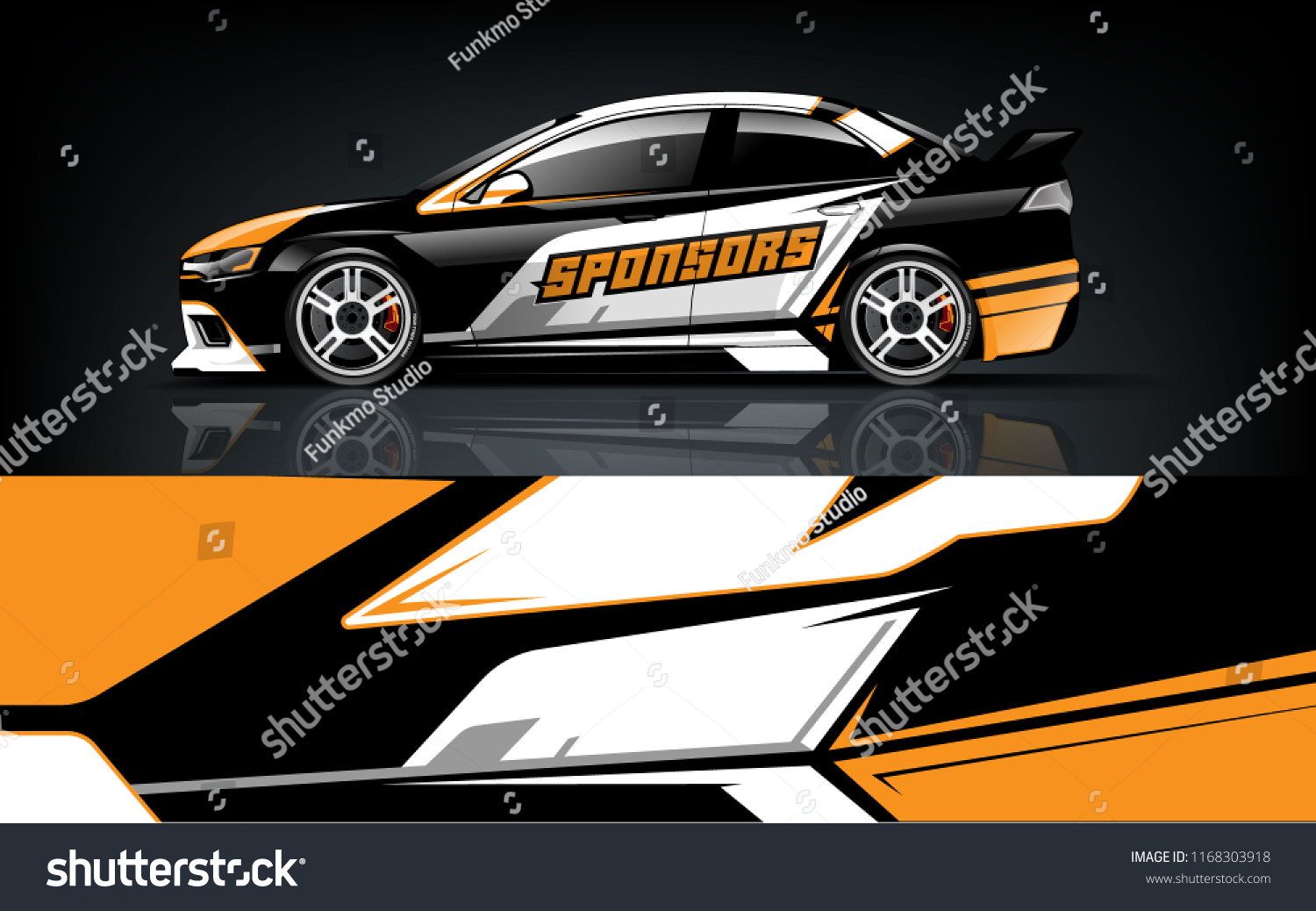 Car decal wrap design vector. Graphic abstract stripe racing background kit designs for vehicle, race car, rally, adventure and livery