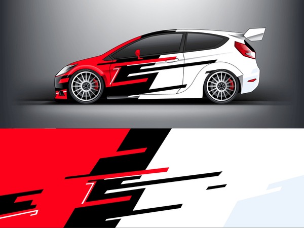 Racing car wrap. red abstract strip for racing car wrap, sticker, and decal. vector eps 10 format.