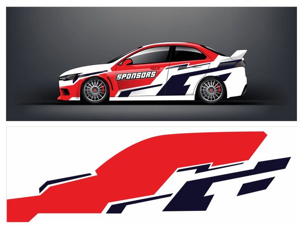 Racing car wrap. red abstract strip for racing car wrap, sticker, and decal. vector eps 10 format.