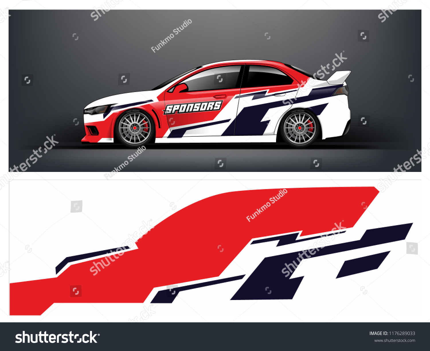 Racing car wrap. red abstract strip for racing car wrap, sticker, and decal. vector eps 10 format.