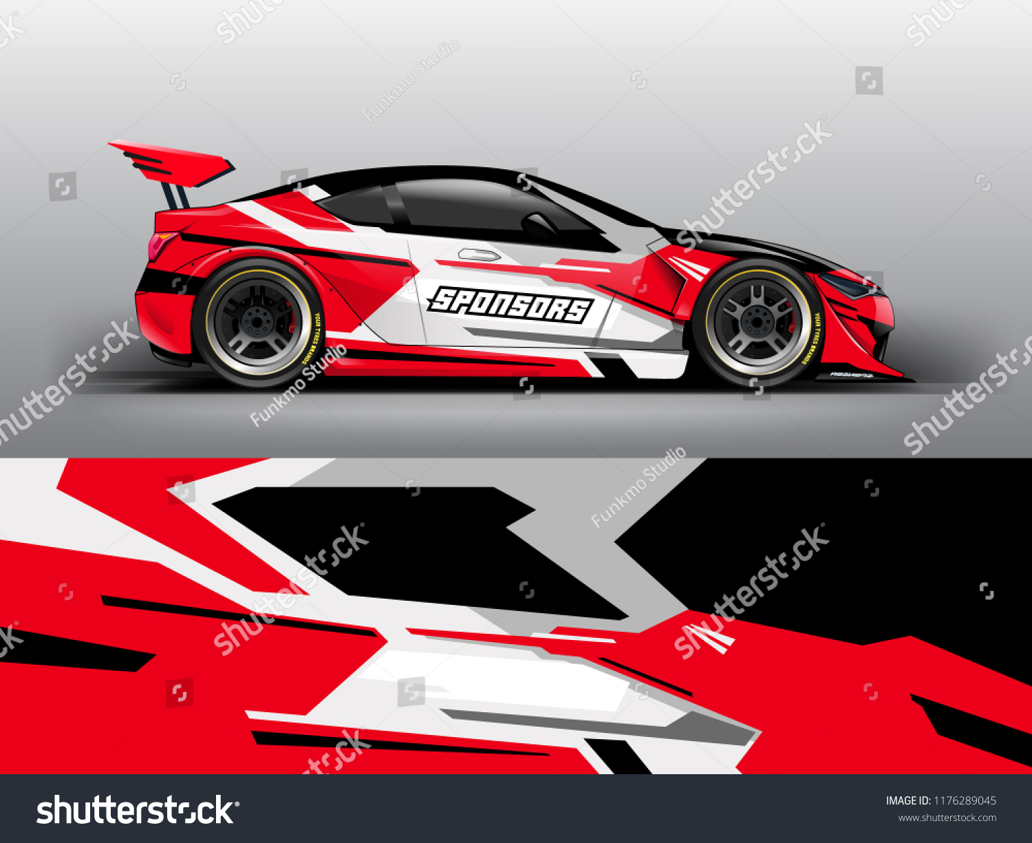 Racing car wrap. red abstract strip for racing car wrap, sticker, and decal. vector eps 10 format.