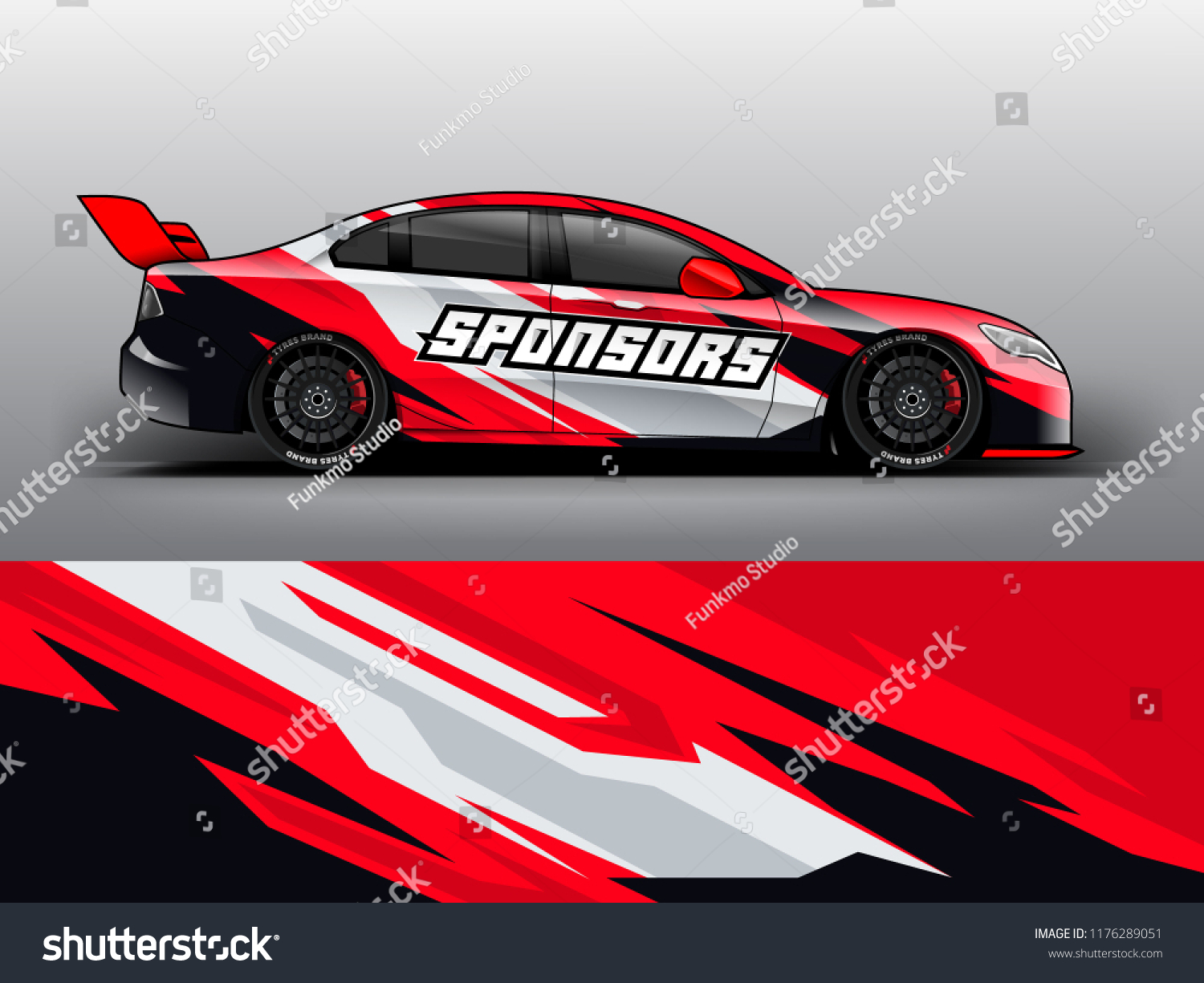Racing car wrap. red abstract strip for racing car wrap, sticker, and decal. vector eps 10 format.