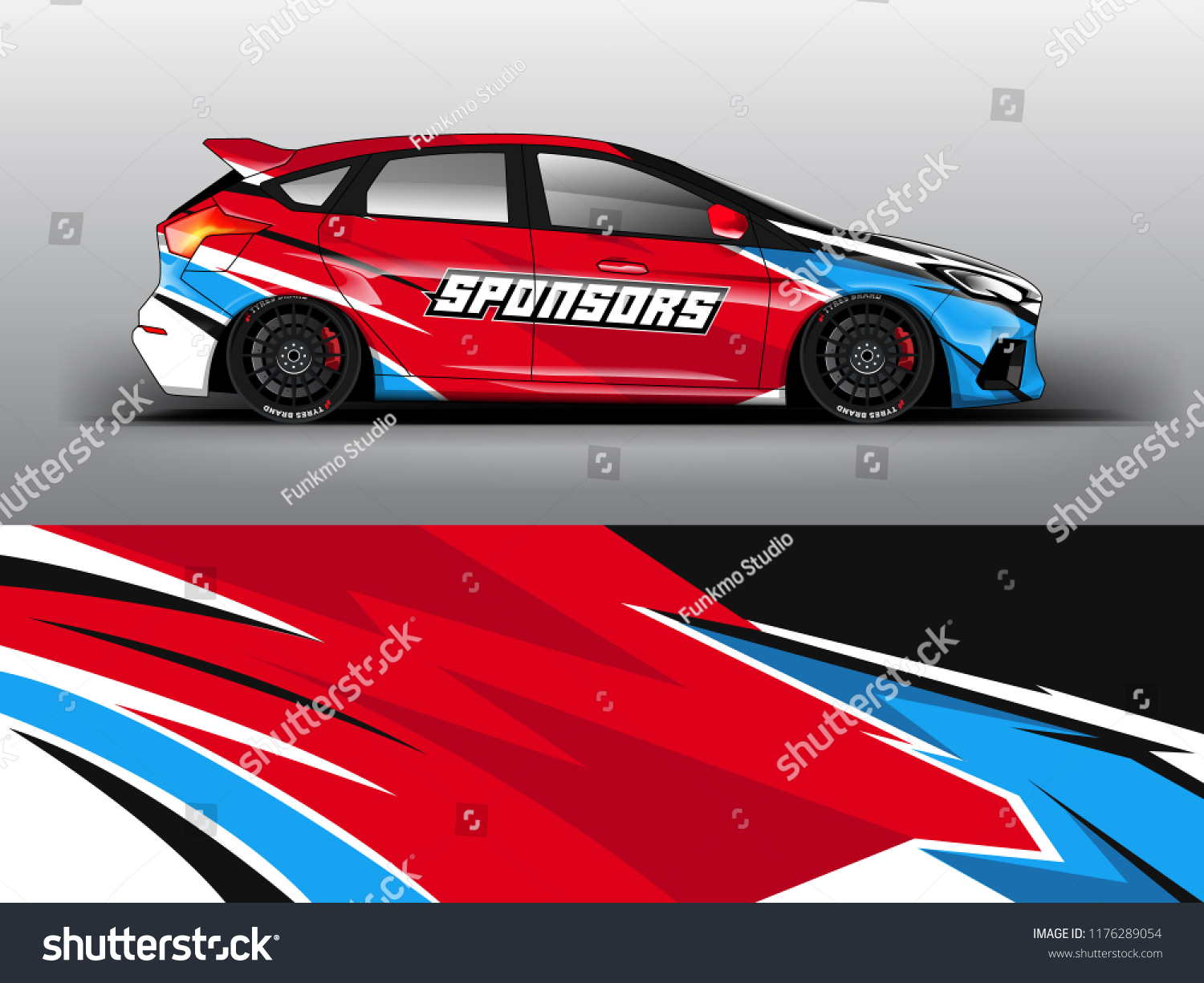 Racing car wrap. red abstract strip for racing car wrap, sticker, and decal. vector eps 10 format.