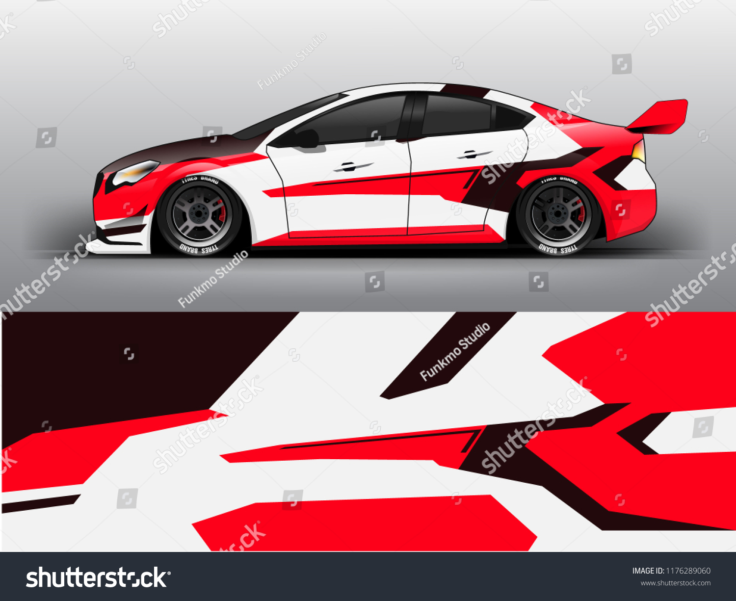 Racing car wrap. red abstract strip for racing car wrap, sticker, and decal. vector eps 10 format.