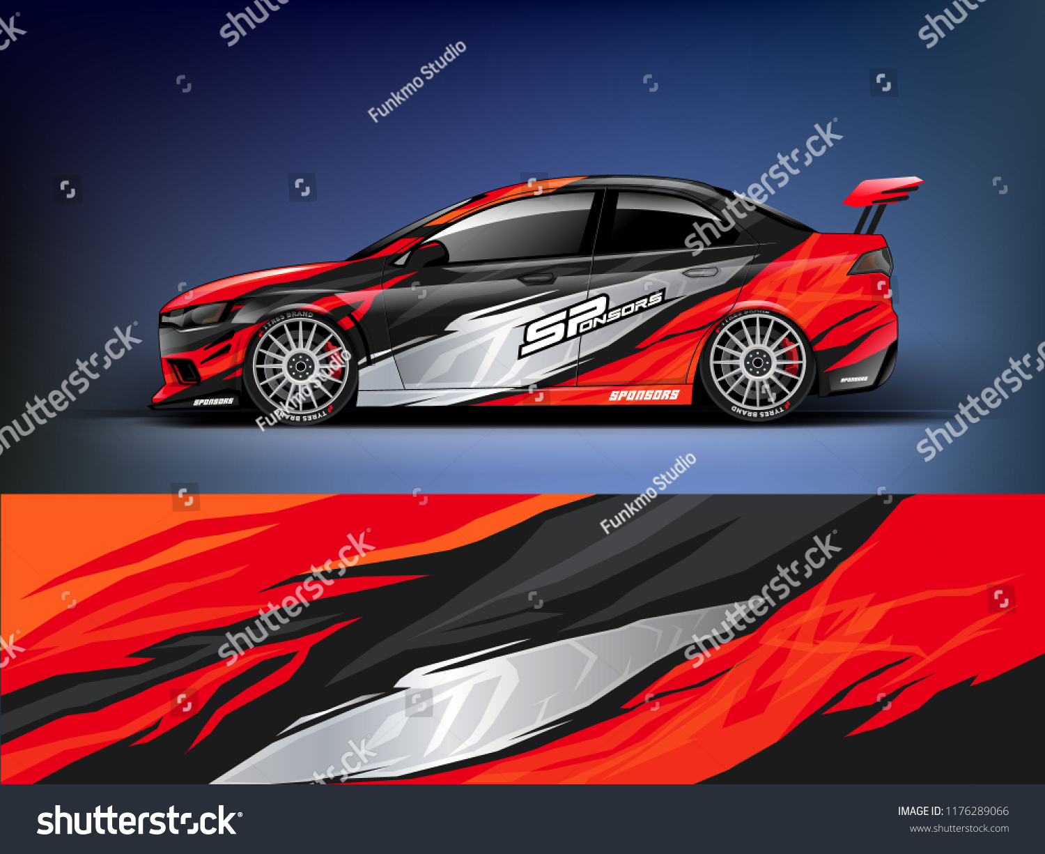 Racing car wrap. red abstract strip for racing car wrap, sticker, and decal. vector eps 10 format.
