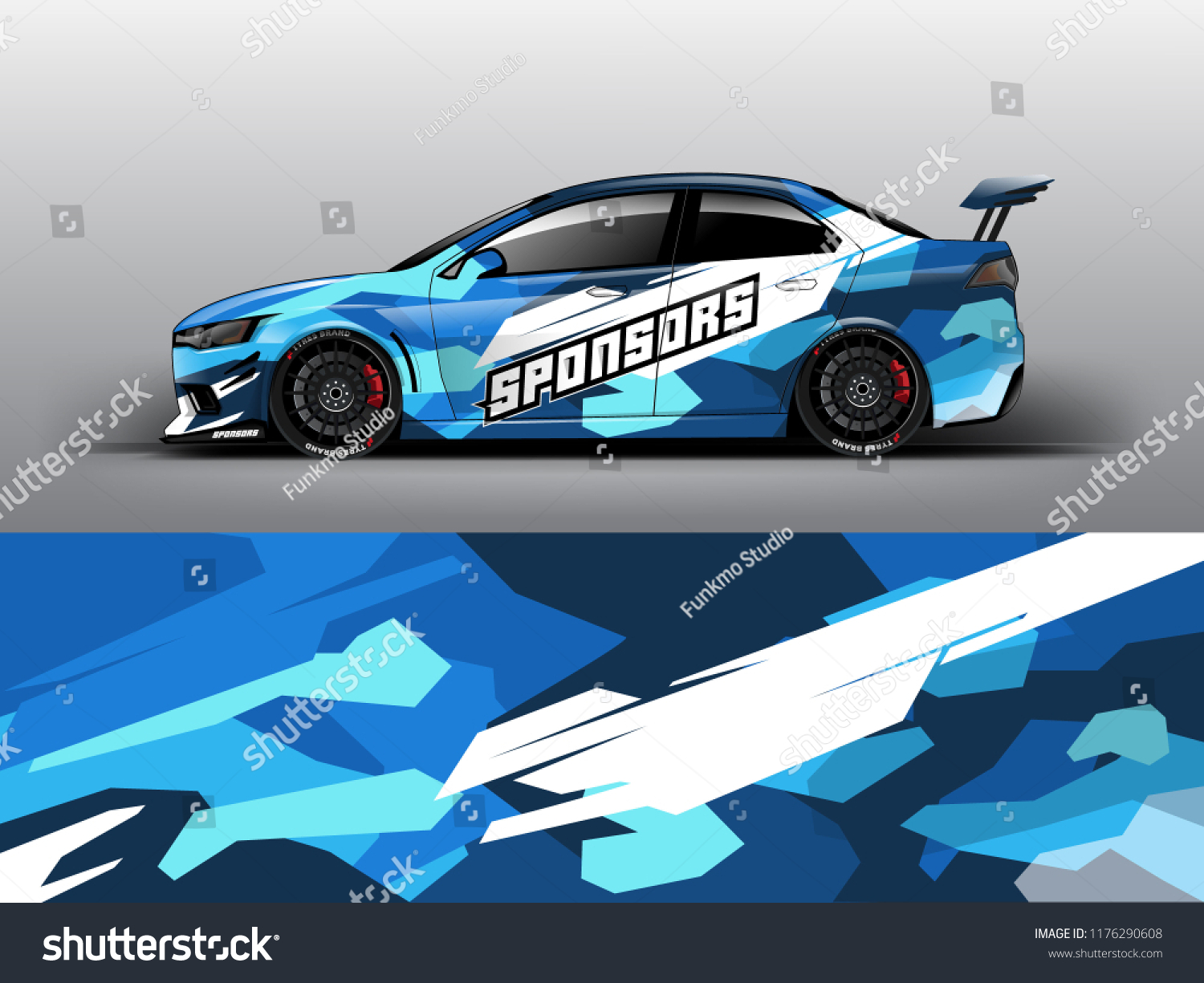 Racing car wrap. Blue abstract strip for racing car wrap, sticker, and decal. vector eps 10 format.