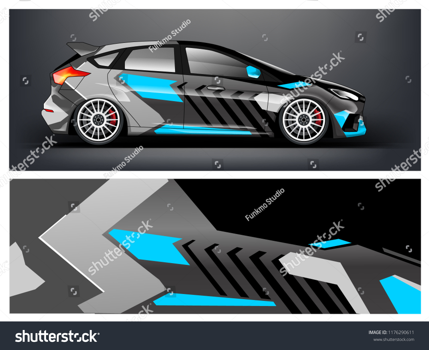 Racing car wrap. Blue abstract strip for racing car wrap, sticker, and decal. vector eps 10 format.