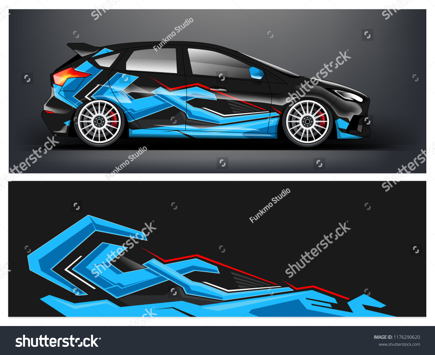 Racing car wrap. Blue abstract strip for racing car wrap, sticker, and decal. vector eps 10 format.