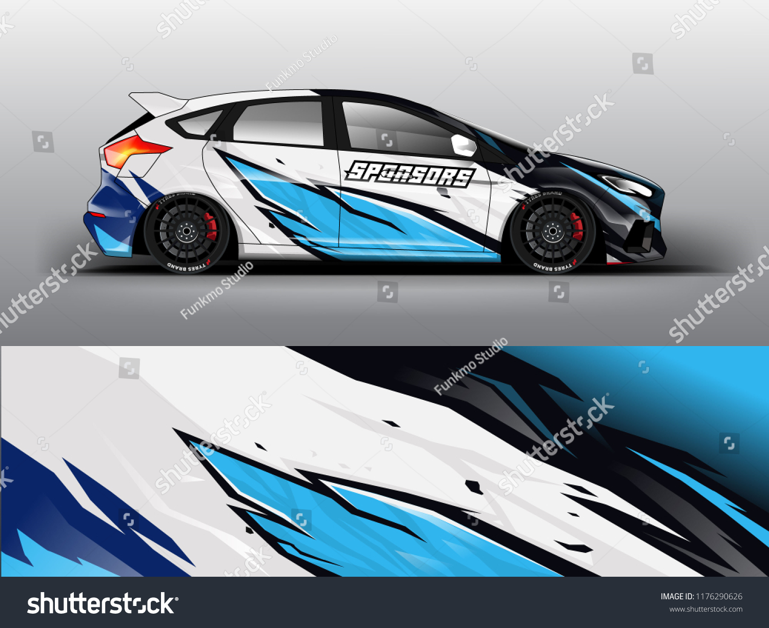 Racing car wrap. Blue abstract strip for racing car wrap, sticker, and decal. vector eps 10 format.